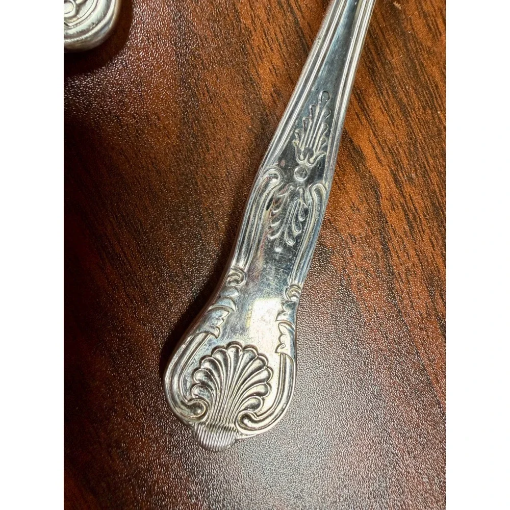 Vintage Sheffield England EP SA1 Silver Plate Salad Servers Kings Pattern Set